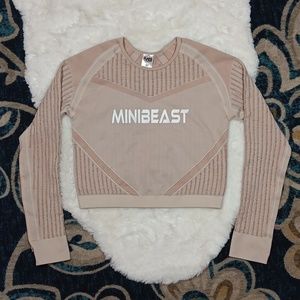 Mini Beast nude crop long sleeve athletic top medium